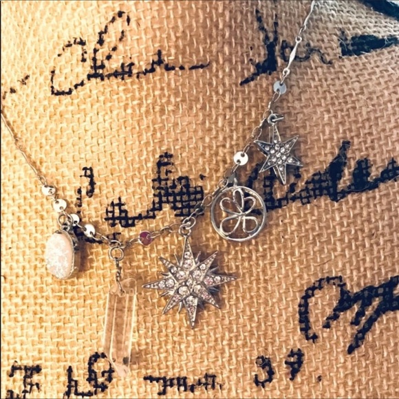 Celestial Charm Necklace Sterling Silver Plated Handmade in USA Adjustable - Picture 3 of 4